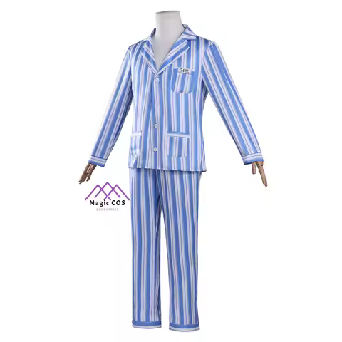 Hot Game Naraka:Bladepoint Ji Canghai Cosplay Costume Classic Blue Striped Patient Gown Loose Style