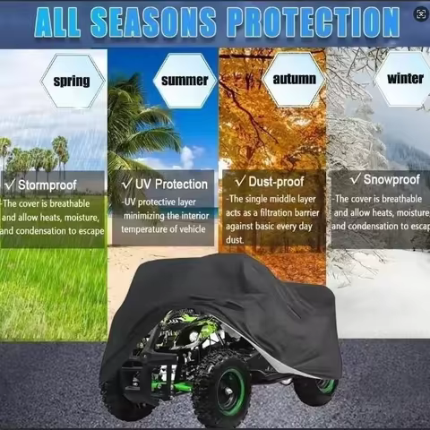 Heavy Duty ATV Cover Waterproof Windproof 4 Wheeler Quad Bike Storage Cover Black All Weather Protec