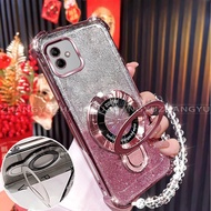 Case for Samsung  A07 phone case U-shaped wireless charging bracket four corner anti drop transparen