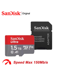 SanDisk Ultra MicroSD數碼卡附SD適配器，U1 C10 A1 V10記憶卡TF閃存卡128GB 256GB 512GB 1TB 1.5TB 64GB 32GB 16GB，高速微型SD卡，適用於手機相機監視器無人機