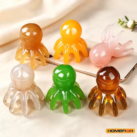 Resin Octopus Massage Comb Head Meridian Scraping Scalp Massage Brush Acupuncture SPA GuaSha Massage