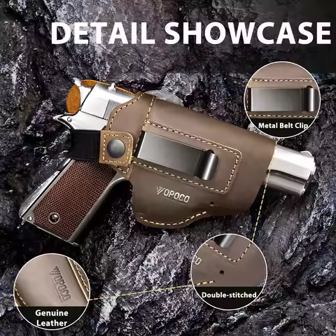 IWB/OWB Concealed Gun Holsters for Men, Leather Universal Pistol Holster Fits Glock 19/42/43X Taurus