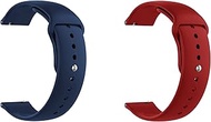 Quick Release Watch Band Compatible With Citizen CZ Smart PQ2 Casual Silicone Watch Strap with Button Lock, Pack of 2 (Blue and Red)