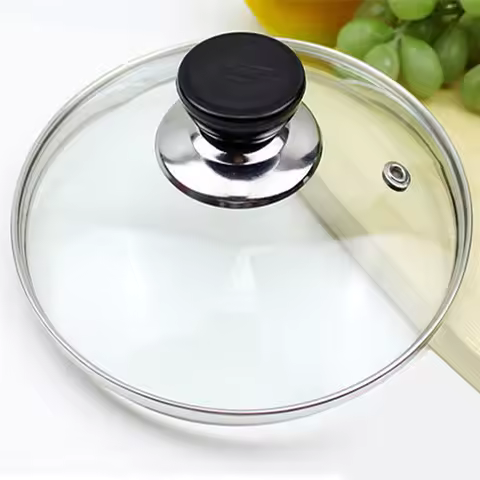 Tempered Glass Round Frying Pan Cover Visible Vertical Lid Pot Lid Cookware Parts Kitchen Accessorie