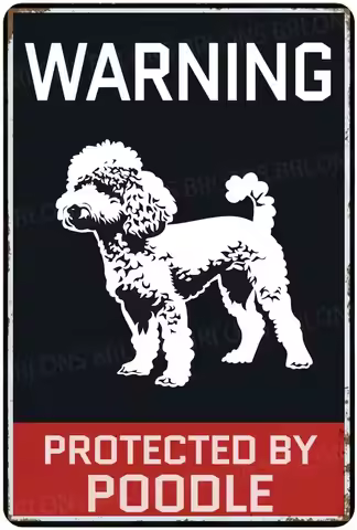 Metal Sign Warning Protected By Poodle Beware Of Dog Sign Aluminum Sign Vintage Tin Sign For Fence O