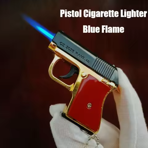 Newest Desert Eagle Pistol Gun Lighter for Smokes Windproof Open Flame Inflatable Metal Cigarette Li