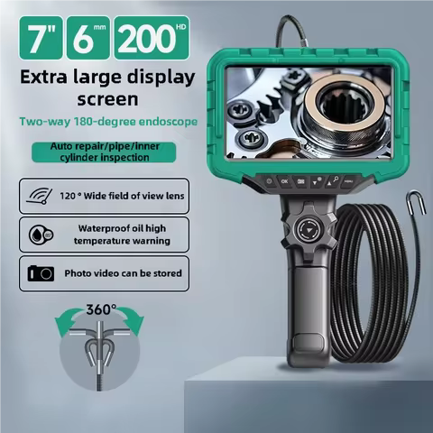 7 Inch IPS Screen 3.9mm/6mm HD 1080P 360° Steering Endoscope Camera Car Maintenance Engine Carbon De