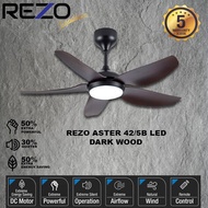 REZO ASTER CEILING FAN 56”/42” DC MOTOR WITH 3 COLOUR LED LIGHT / Kipas Siling