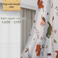 kain rayon viscose motif dino