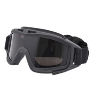 Military Airsoft Tactical Goggles Shooting Glasses 3 Lens Motorcycle Windproof Game Goggles (Black)