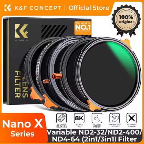 K&F CONCEPT 49-82mm Camera Lenses Variable Filter ND2-32/ND2-400/ND4-64/ND8-128/ND3-1000 (2in1/3in1)