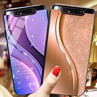 Samsung a80 glass phone case with simple and luxurious print