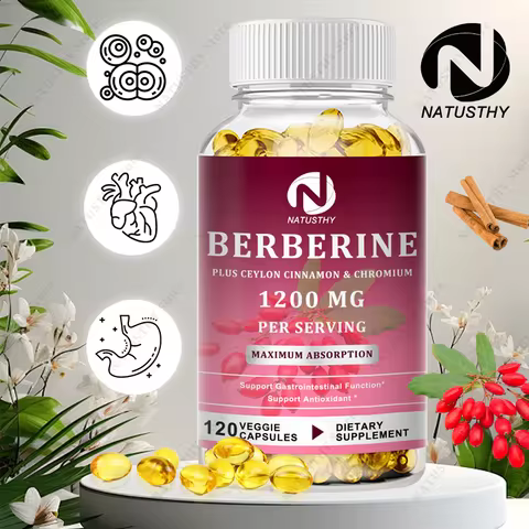 Berberine 1200mg Capsules with Cinnamon,Chromium For Digestive, Heart Health Antioxidant Non-GMO