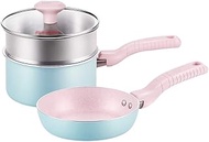 WZHZJ Cookware set intimate baby food supplement pot instant noodle pot non-stick pot small milk pot with steamer steamer pot