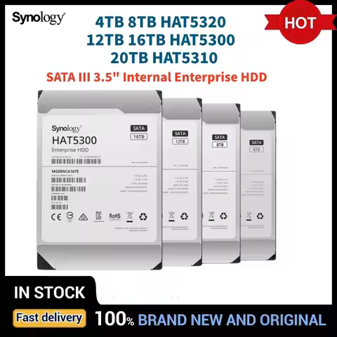 Synology 4TB 8TB HAT5320 / 12TB 16TB HAT5300 / 20TB HAT5310 7200rpm SATA III 3.5" Internal Enterpris