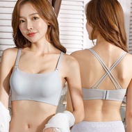 Set Bra Anti-Pendedahan Tanpa Tali Tekan Tubi Dada Kecil Meningkatkan Seluar Dalam 8cm Tebal Tanpa W