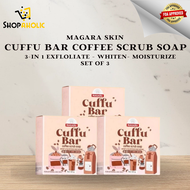 Set 3 Cuffu Bar Soap by Magara Skin, Cuffu Buff Daily use (Coffee Scrub Soap) ORIGINAL