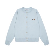 Genuine 2026 Maison Kitsune Legal System Niche Fox Head Embroidery Series Breasted Round Neck Knitte