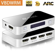 HDMI 2.0 Switcher With Toalink Audio 4K 5X1 4X1 Switch Video HDMI Extractor ARC Splitter Audio Conve