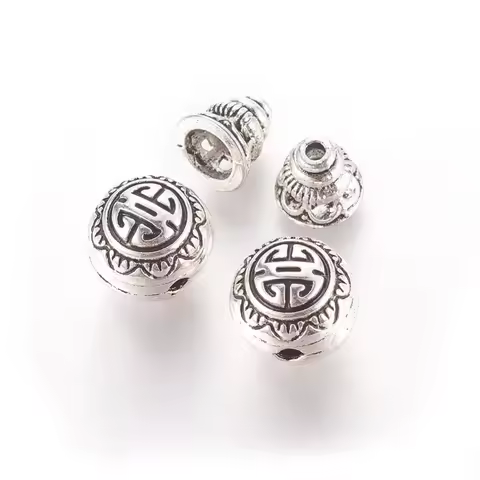 2sets Guru Bead sets T-Drilled Beads 3-Hole Round Buddha Head Beads Antique 10mm Hole: 2mm Calabash 