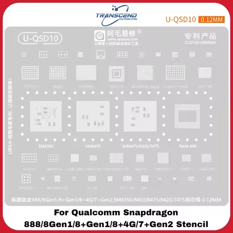U QSD10 SM8350 SM8450 SM8475 SM7475 SM8425 RAM496 CPU 58080 Reballing Stencil FRO Snapdragon 8Gen1/8
