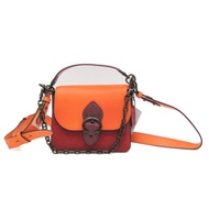 Coach 拼色混合皮革 BEAT SHOULDER BAG 4602 女用皮革、絨面革單肩包 波爾多色、橙色