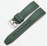 錶帶 軍綠色高質 氟橡膠 快拆 20mm/22mm