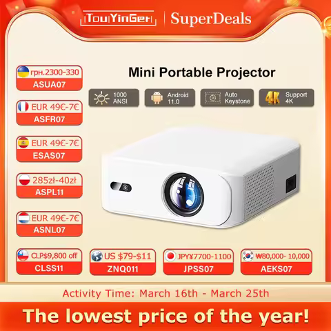 Touyinger L9W Ultra Android Projector 4K Mini Projectors full HD Cinema Video Proyector LED Home The