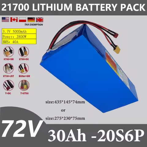 New 72V 30Ah lithium battery pack rechargeable 21700 72V 20S6P 84v 1000W 2000W 3000W high-power batt