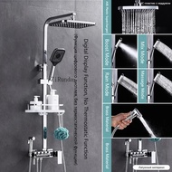 QUITE ชุดฝักบัวอาบน้ําอุณหภูมิห้องน้ําสีดํา 4 พอร์ตก๊อกน้ำ จอแสดงผลดิจิตอล คีย์เปียโนก๊อกน้ำ