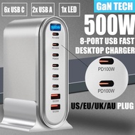 500W Multiple Ports Desktop Charging Station PD Charger 65W QC3.0 USB Fast Charger For Mobile Phone 