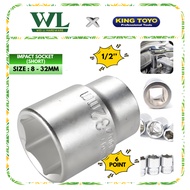 KING TOYO 1/2" 6 Point Box Socket Chrome Short Length/Socket Box 8mm-32mm/Chrome Mata Socket Impact