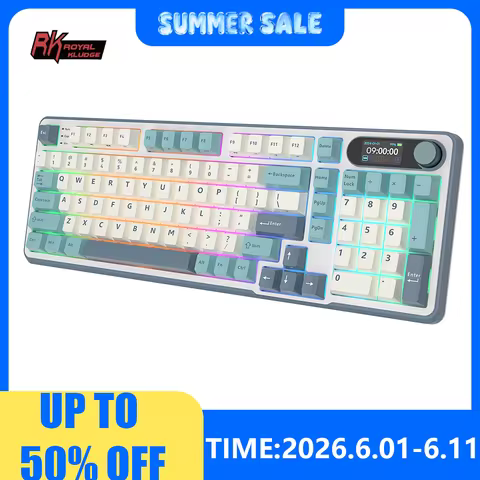 RK ROYAL KLUDGE S98 Mechanical Keyboard Top Mount TFT Screen 98 Keys RGB BT5.0/2.4G/USB-C Wireless G