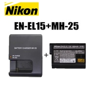 Nikon camera battery EN-EL15+MH-25 charger D7000 D7100 D610 D750 D800 D7200 D600