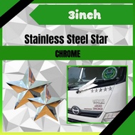 BEACON CHERAS Chrome Stainless Steel Bintang 3inch Chrome Plated Plastic Stars Attach The Front Of T