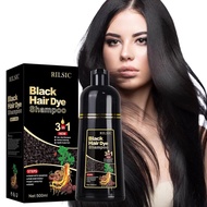 Suitable for White Hair Black Hair Dye Shampoo, 500ml Hair Dye Shampoo Three-in-One Hair Dye, Natura