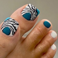 Wearable Manicure Blue Black White Lines Foot Nails Wear Nails Nail Stickers Detachable Nails Nails