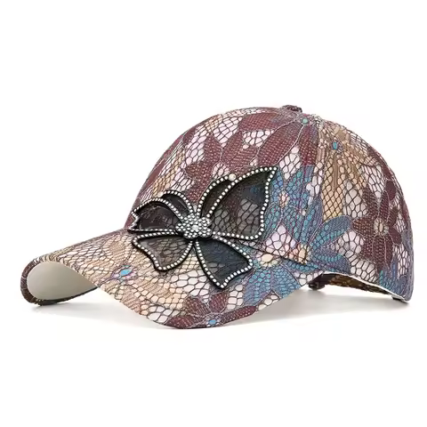 Lady rhinestone bow duck tongue hat sunscreen baseball hat outdoor sunshade hat