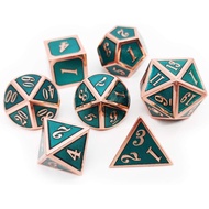 DND Mini Metal Dice Set Copper Teal Polyhedral Dice for RPG D&D Dungeons & Dragons Game