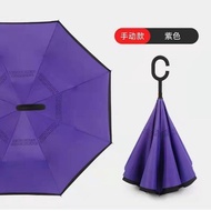 C Shape Reverse Folding Umbrella Inverted Reverse Umbrella 长柄C型雨伞 Payung Lipat Berbentuk C