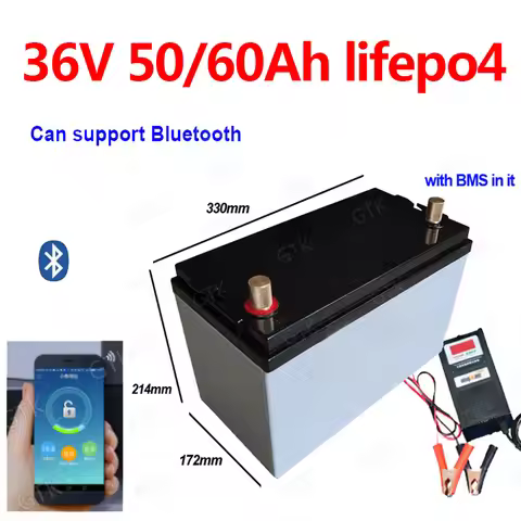 GTK waterproof 36V 60AH Lifepo4 36V 50Ah lithium battery with BMS for 1500W scooter bike Tricycle So