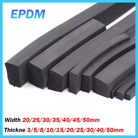 Black Square Sponge Strip Black EPDM Foam Rubber Gasket Cabinet Door Trim Seal Thickness 3/5/8/10/12
