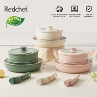 Redchef Nonstick Ceramic Rock Cookware Set Handle Removable Green 5Pcs No PFAS& PTFE& PFOA  Suitable