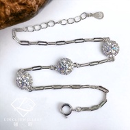 ［Real Moissanite］Can Pass Diamond Test 18K Gold Three Diamond Round Bag Bracelet MBG019 Moissanite B