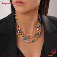 DUOJUAN Colorful Necklace, Exaggerate Elegant Beaded Necklace, Fashion Double-layer Irregular Jewelr