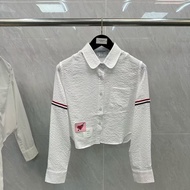 RV4I Women's Tanabata Limited Edition Seersucker Shirt with Webbing Detail - Casual Cropped Design