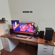 Bàn 2 Hộc Tủ Trắng IKDESK Chất Liệu Gỗ MDF Phủ Melamine Cao Cấp