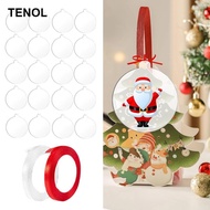 [TENOL] 20x Acrylic Ornaments Circles with 2 Ribbons Hanging Round Acrylic Circles with Holes for Cr