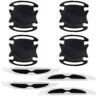 8PCS Universal Car Door Handle Scratch Protector, 3D Carbon Fiber Reflective Sticker, White