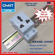 HARGA 1 KOTAK, CHINT AC30-124 | UNIVERSAL SOCKET | MULTI-SOCKET | DIN RAIL MOUNTING | POWER SOCKET |